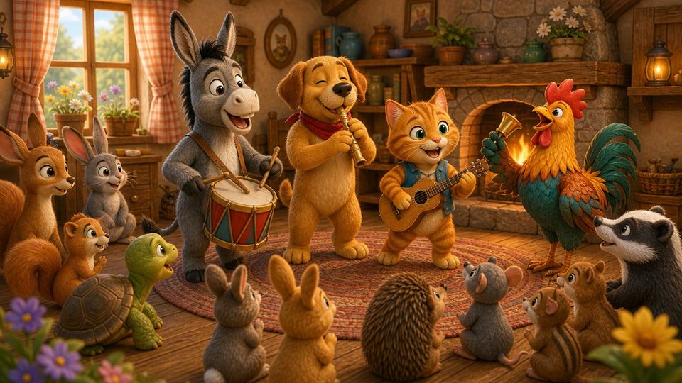 Final del cuento Los músicos de Bremen