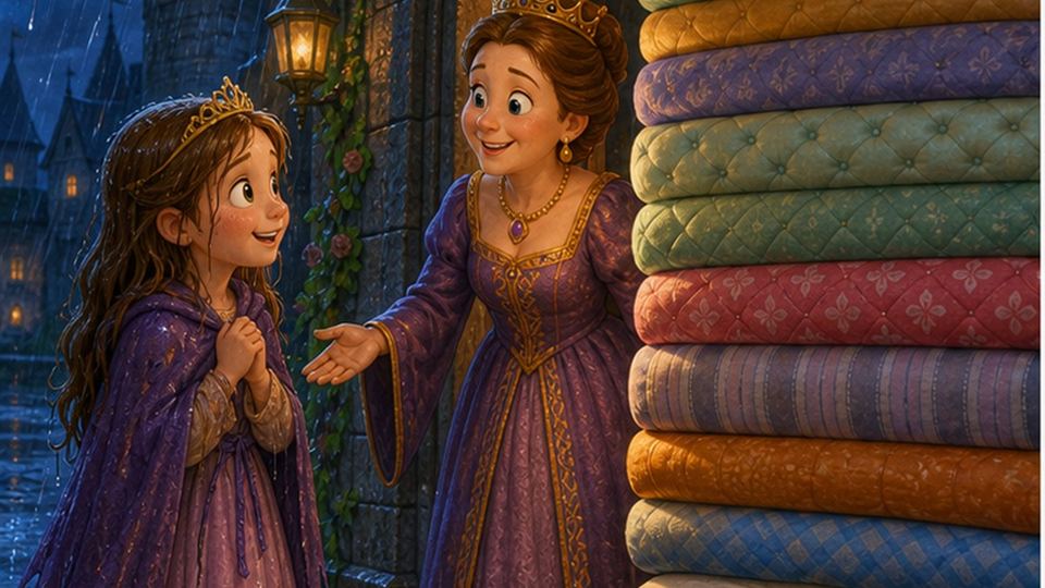 Ilustración del cuento La princesa y el guisante