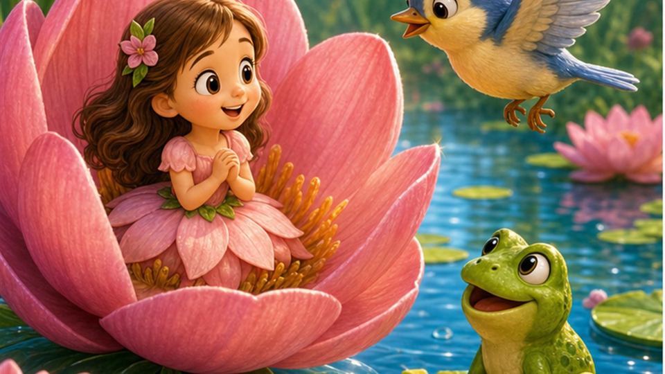 Ilustración del cuento Pulgarcita