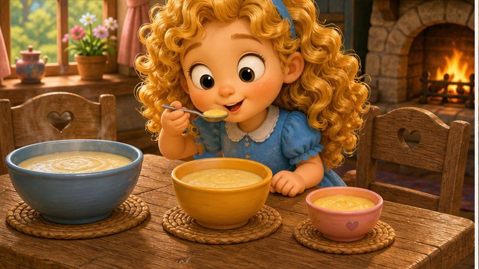 Ilustración del cuento Ricitos de Oro