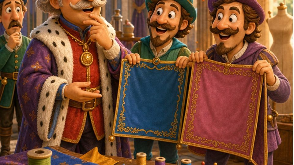 Ilustración del cuento El traje nuevo del emperador