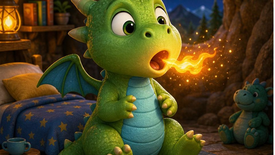 Ilustración del cuento El dragón Dino