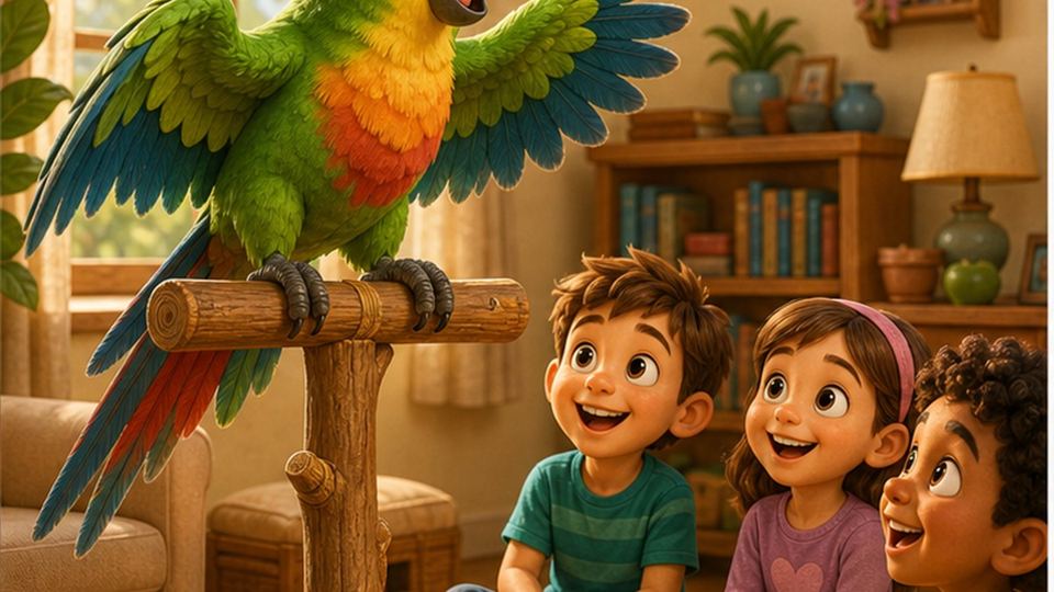 Ilustración del cuento El loro Piro