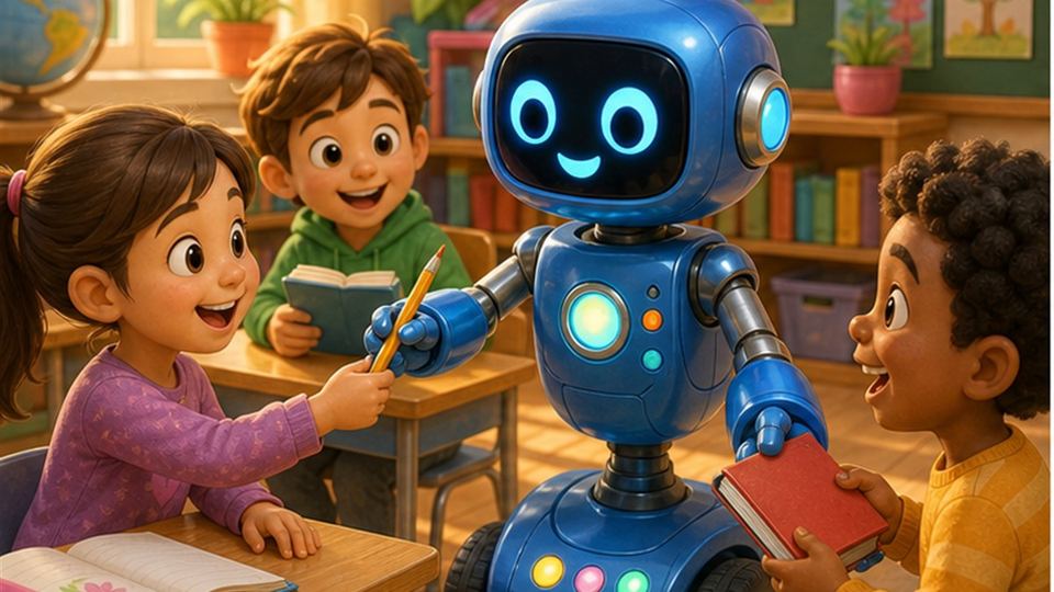 Ilustración del cuento El robot Pin