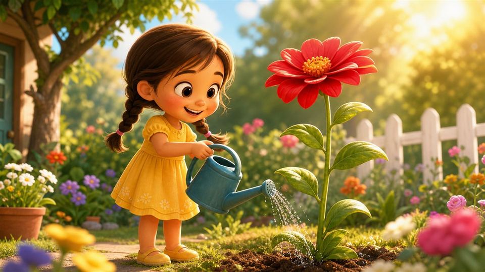 Ilustración del cuento La flor de Ana