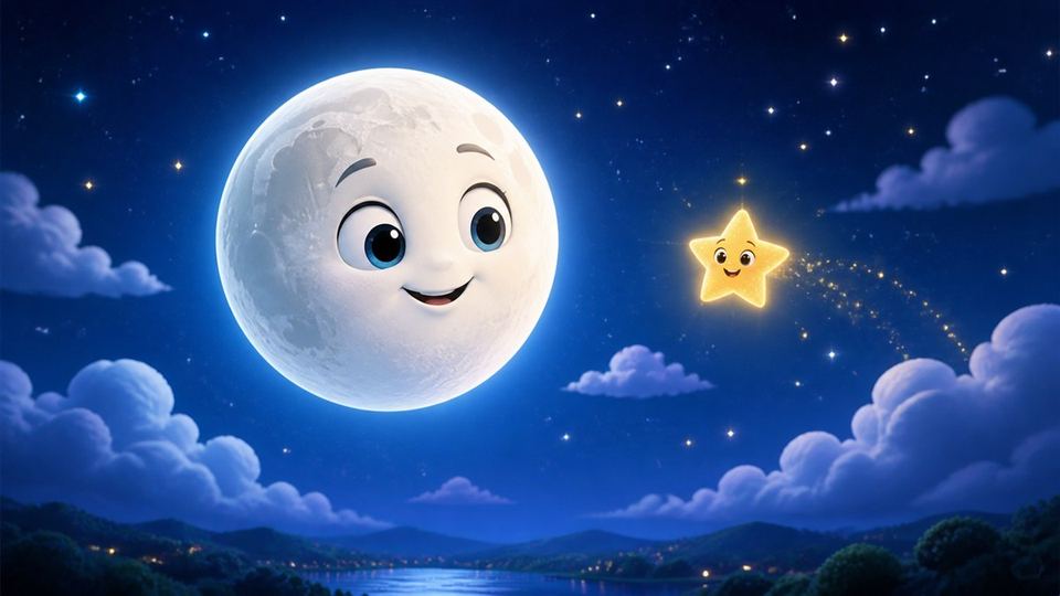 Ilustración del cuento La luna y la estrella
